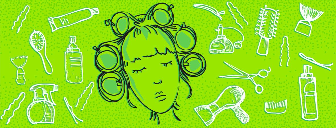 Ruth mit Lockenwicklern und Friseurzubeoehr Ruth mit Lockenwicklern und Friseurzubeoehr