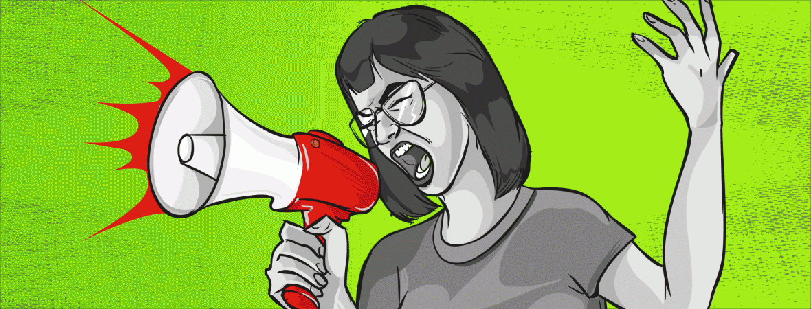 Muss man unbedingt immer laut und schrill agieren? | Illustration: Shutterstock (corbac40) Standard-Kolumne Renate Süß