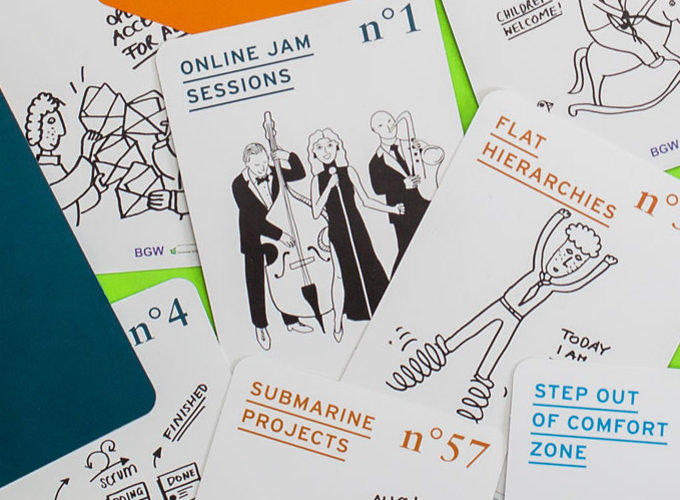 Karten aus dem Kartenspiel „Innovationskulturnavigator"